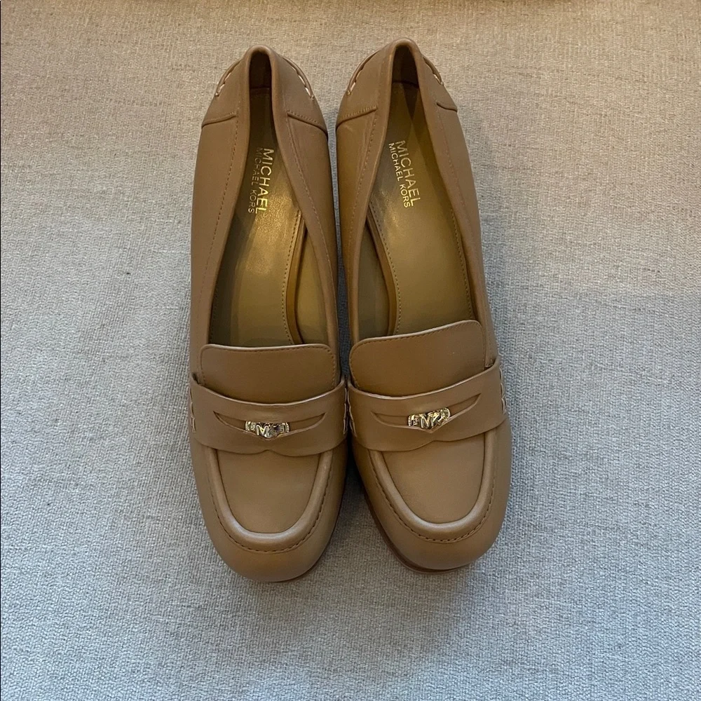 Michael Kors Eden Leather Platform Loafer in Brown-9.5